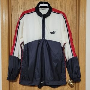 Puma Men's Red, White, and Black , Lined Nylon Mesh  Windbreaker  Jacket XL